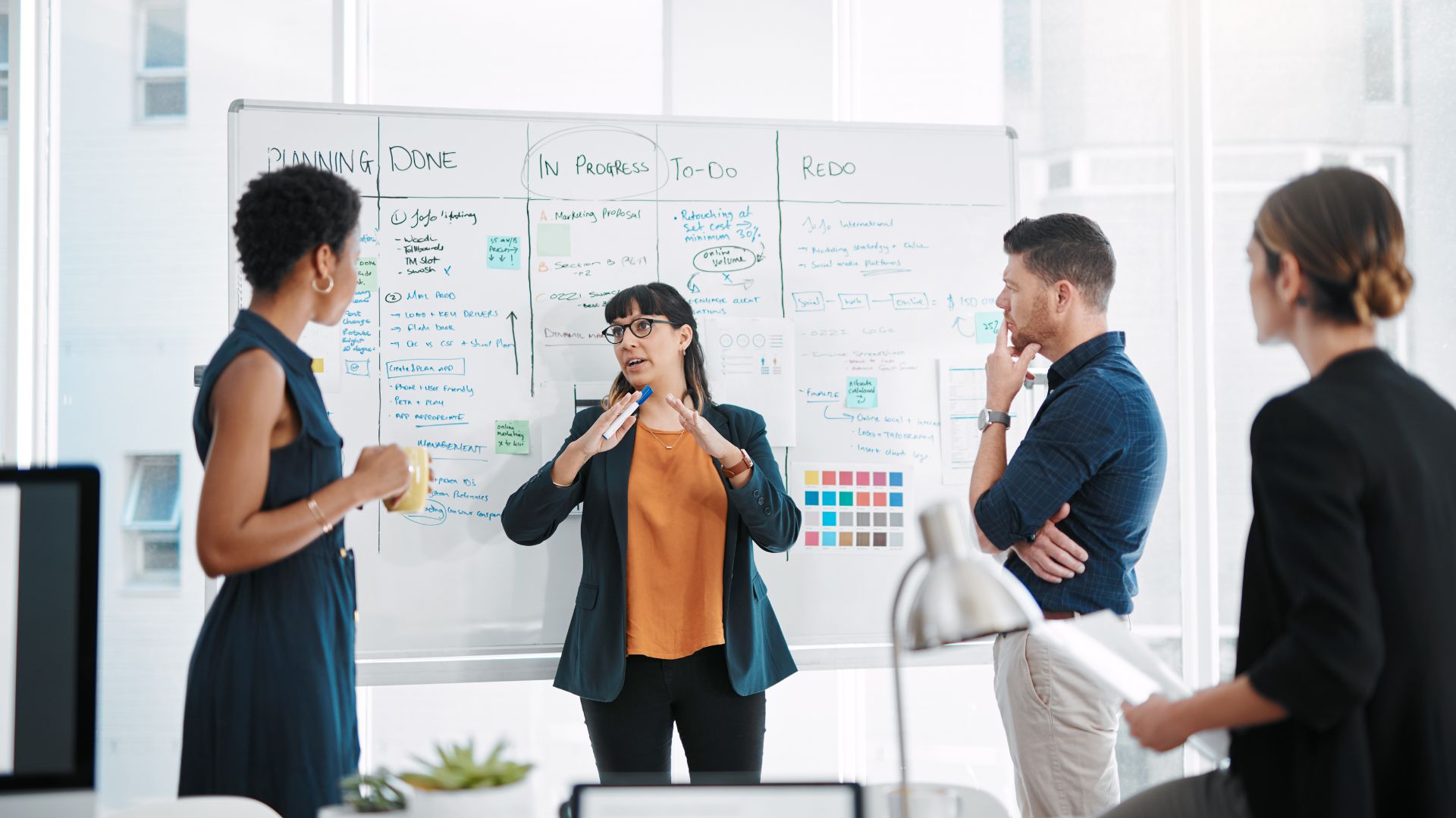 Strategy meeting with team planning